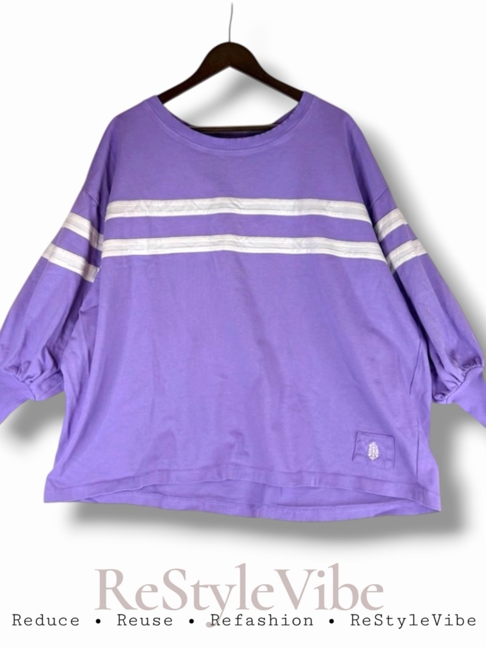 FP Movement by Free People Lavender Pullover with White Stripes